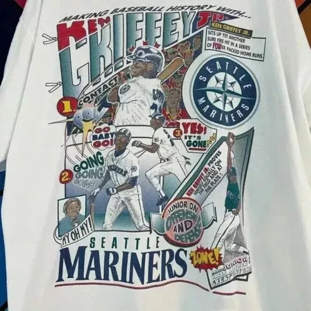 Ken Griffey Jr Shirt, Seattle Mariners short sleeve white shirt